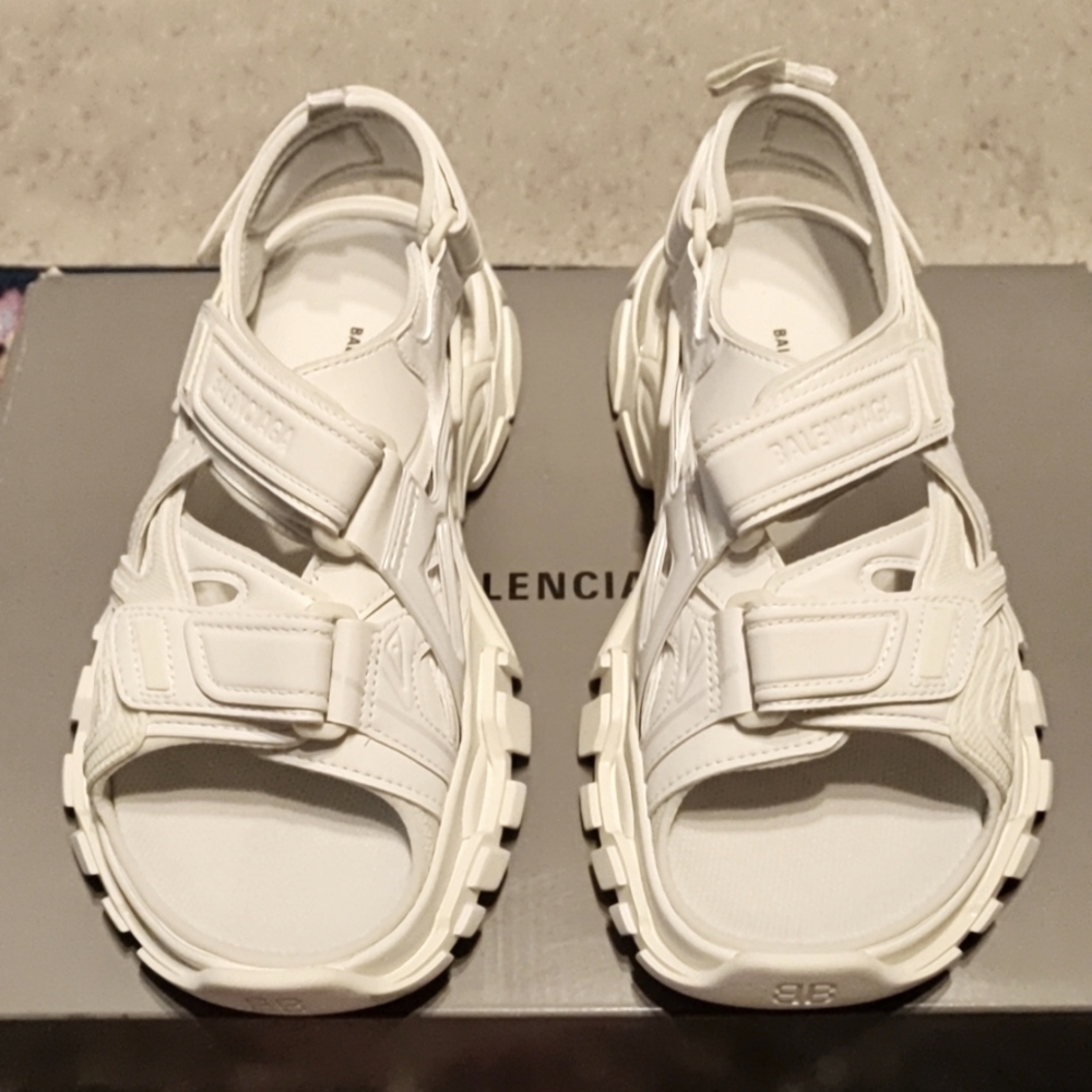 Balenciaga Track white slide sandals, Euro size 38.